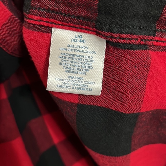 Faded Glory Mens Flannel Button Down Shirt Long Sleeve Buffalo Check Size L - Picture 7 of 10
